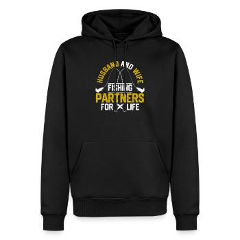 Mari et femme Partenaires de pêche pour la vie - Sweat à capuche Premium bio Homme - noir - Devant - Nico (187cm)