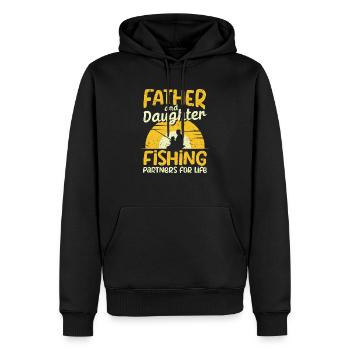 Père pêcheur Père et fille partenaire de pêche pour - Sweat à capuche Premium bio Homme - noir - Devant - Nico (187cm)