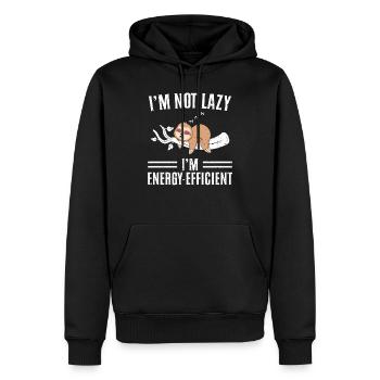 I ́m not lazy I ́m energy efficient - Men’s Premium Organic Hoodie - black - Front - Nico (187cm)