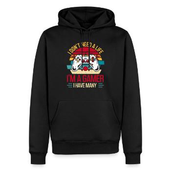 Je n’ai pas besoin d’une vie Je suis un joueur J’en ai beaucoup - Sweat à capuche Premium bio Homme - noir - Devant - Nico (187cm)