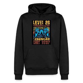 LEVEL 26, 26. Geburtstag, Legendär seit 2097 - Männer Premium Bio Hoodie - Schwarz - Vorne - Nico (187cm)