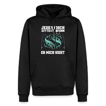 LUSTIGES ANGLER DESIGN I ANGELN I FISCHER I FISCH - Männer Premium Bio Hoodie - Schwarz - Vorne - Nico (187cm)