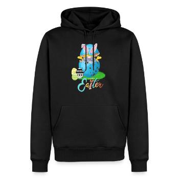Funny Design Joyeuses Pâques avec Gnom ! - Sweat à capuche Premium bio Homme - noir - Devant - Nico (187cm)