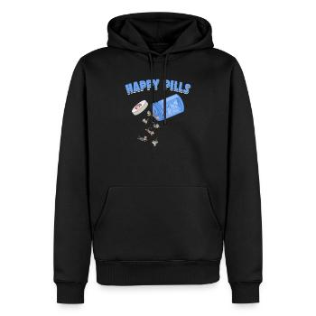 Happy Pills American Kurzhaar Katze Lustiges Kätzchen - Männer Premium Bio Hoodie - Schwarz - Vorne - Nico (187cm)