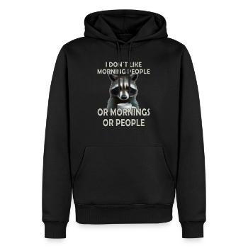 I don´t like Morning People And Mornings Waschbär - Männer Premium Bio Hoodie - Schwarz - Vorne - Nico (187cm)