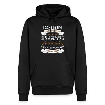 HANDWERKER DESIGN I LUSTIG - Männer Premium Bio Hoodie - Schwarz - Vorne - Nico (187cm)