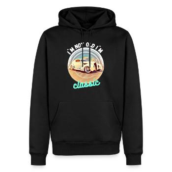 classic not old - I`m not old I`m classic - Männer Premium Bio Hoodie - Schwarz - Vorne - Nico (187cm)