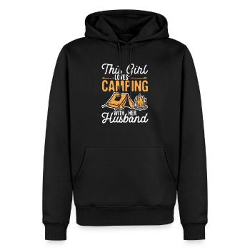 Cette fille adore camper avec son mari - Sweat à capuche Premium bio Homme - noir - Devant - Nico (187cm)