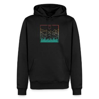 Berge Geometrie Outdoor Retro Camping Wandern - Männer Premium Bio Hoodie - Schwarz - Vorne - Nico (187cm)