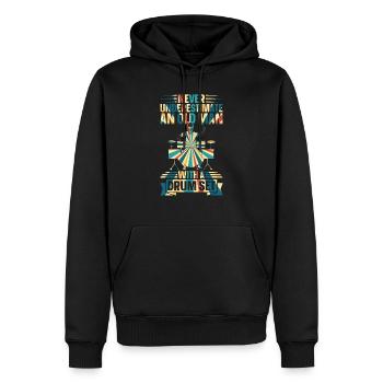 Never Underestimate An Old Man With A Drum Set - D - Men’s Premium Organic Hoodie - black - Front - Nico (187cm)