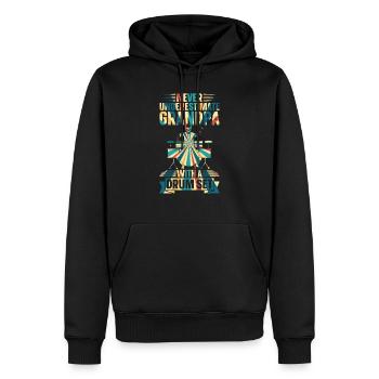 Joueur de tambour - Ne sous-estimez jamais grand-père avec un D - Sweat à capuche Premium bio Homme - noir - Devant - Nico (187cm)