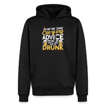 Nimm niemals Camping-Ratschläge von mir an, du wir - Männer Premium Bio Hoodie - Schwarz - Vorne - Nico (187cm)