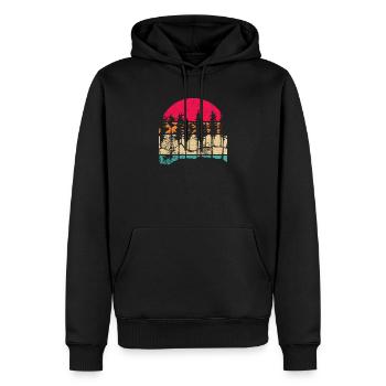 Berg Wildtiere Bäume Draußen Natur Retro Wald - Männer Premium Bio Hoodie - Schwarz - Vorne - Nico (187cm)