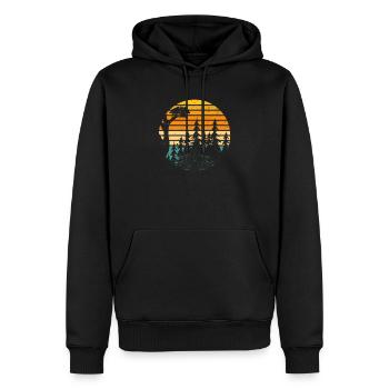Berg Wildtiere Bäume Draußen Natur Retro Wald - Männer Premium Bio Hoodie - Schwarz - Vorne - Nico (187cm)