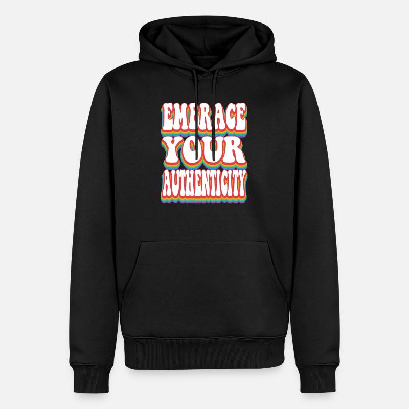 Authenticité - Pride Rainbow LGBTQ+ - Sweat à capuche Premium bio Homme - noir
