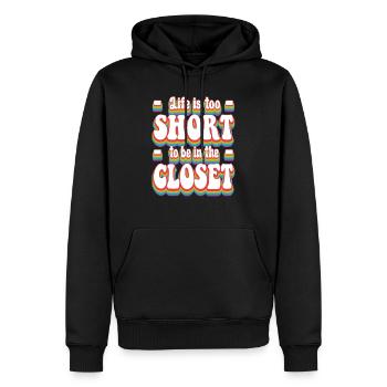 La vie est trop courte Fierté arc-en-ciel LGBTQ + - Sweat à capuche Premium bio Homme - noir - Devant - Nico (187cm)
