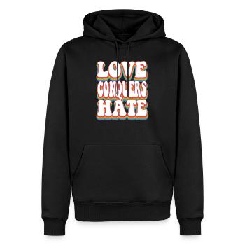 L’amour conquiert la haine Fierté Arc-en-ciel LGBTQ + - Sweat à capuche Premium bio Homme - noir - Devant - Nico (187cm)