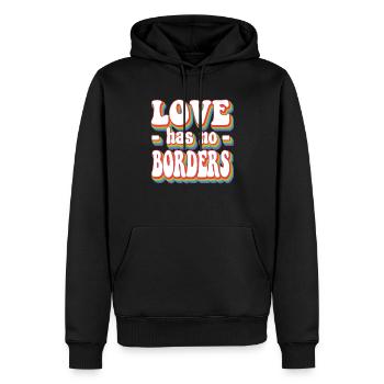 L’amour n’a pas de frontières Fierté Arc-en-ciel LGBTQ+ - Sweat à capuche Premium bio Homme - noir - Devant - Nico (187cm)