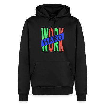 Hard Work - Männer Premium Bio Hoodie - Schwarz - Vorne - Nico (187cm)