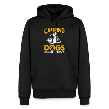 Camping and dogs are my therapy Camp RV Camp - Men’s Premium Organic Hoodie - black - Front - Nico (187cm)