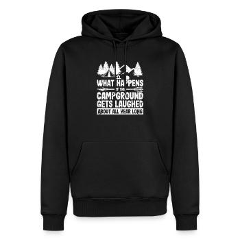 Was passiert auf dem Campingplatz Camping Camper - Männer Premium Bio Hoodie - Schwarz - Vorne - Nico (187cm)