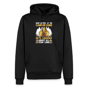 Was passiert auf dem Campingplatz Camping Camper - Männer Premium Bio Hoodie - Schwarz - Vorne - Nico (187cm)