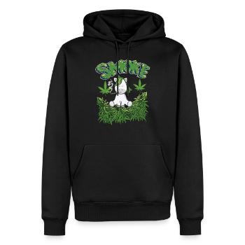 MARIHUANA SMOKE 420 CANNABIS WEED HANF DESIGN - Männer Premium Bio Hoodie - Schwarz - Vorne - Nico (187cm)