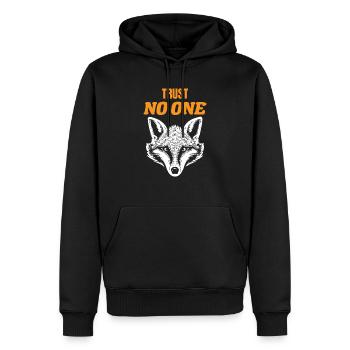 Vertraue niemandem - Männer Premium Bio Hoodie - Schwarz - Vorne - Nico (187cm)