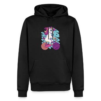 Licorne Vélo Licorne Laine Licorne Tricot - Sweat à capuche Premium bio Homme - noir - Devant - Nico (187cm)