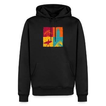 Surfen Retro Surfer Vintage Surf Wakeboard Wasser - Männer Premium Bio Hoodie - Schwarz - Vorne - Nico (187cm)