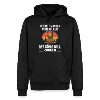 REICHET MIR DEN CONTROLLER GAMING I GAMER I ZOCKER - Männer Premium Bio Hoodie - Schwarz - Vorne - Nico (187cm)