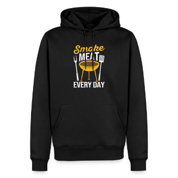 Smoke Meat Every Day Funny BBQ Smoker Grilling - Men’s Premium Organic Hoodie - black - Front - Nico (187cm)