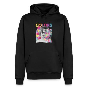Sehe die Farben - Männer Premium Bio Hoodie - Schwarz - Vorne - Nico (187cm)