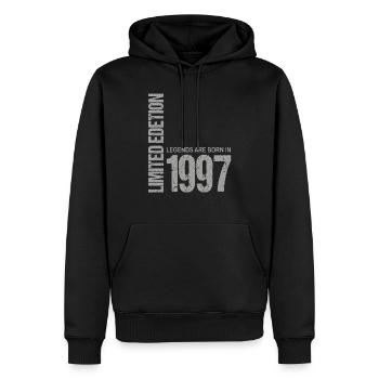 26. Geburtstag Damen Herren 26 Jahre 1997 Lustig - Männer Premium Bio Hoodie - Schwarz - Vorne - Nico (187cm)