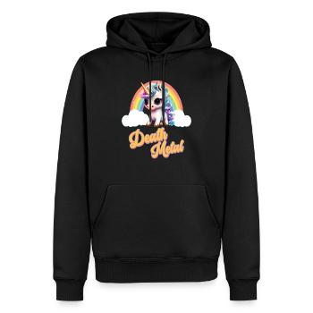 Licorne drôle avec Rainbow Death Metal - Sweat à capuche Premium bio Homme - noir - Devant - Nico (187cm)