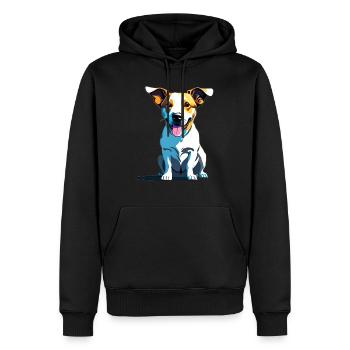 Jack Russel haletant - Sweat à capuche Premium bio Homme - noir - Devant - Nico (187cm)