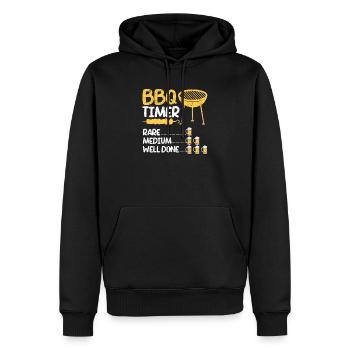 BBQ Timer Rare Medium Well Barbecue Funny Grill - Men’s Premium Organic Hoodie - black - Front - Nico (187cm)