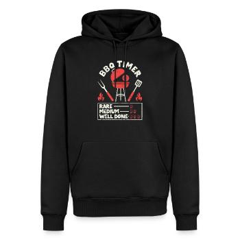 BBQ Timer Rare Medium Well Barbecue Funny Grill - Men’s Premium Organic Hoodie - black - Front - Nico (187cm)