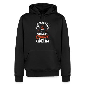 Pitmaster Grillin Chillin Und Refillin BBQ Smoker - Männer Premium Bio Hoodie - Schwarz - Vorne - Nico (187cm)