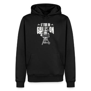 Je tourne les grilles sur drôle en disant barbecue sarcastique - Sweat à capuche Premium bio Homme - noir - Devant - Nico (187cm)