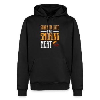 Désolé d’être en retard, je fumais de la viande drôle de fumeur de barbecue - Sweat à capuche Premium bio Homme - noir - Devant - Nico (187cm)
