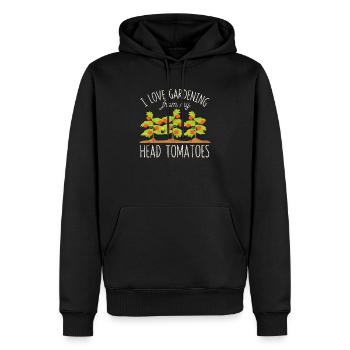 Ich liebe Gartenarbeit aus meinem Kopf Tomaten - Männer Premium Bio Hoodie - Schwarz - Vorne - Nico (187cm)