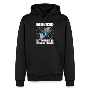 Introverti, mais désireux de discuter des plantes - Sweat à capuche Premium bio Homme - noir - Devant - Nico (187cm)