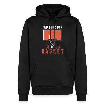 J'peux pas j'ai Basket-cadeau drôle - Sweat à capuche Premium bio Homme - noir - Devant - Nico (187cm)