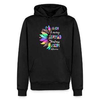 Enseigner la bravoure Répandre la gentillesse Accepter les différences - Sweat à capuche Premium bio Homme - noir - Devant - Nico (187cm)