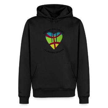 kabyle T-shirt graffiti Le Printemps berbère - Sweat à capuche Premium bio Homme - noir - Devant - Nico (187cm)