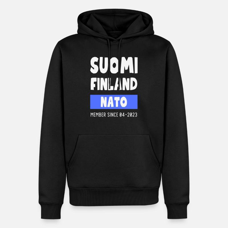 Finlande Finlande OTAN - Membre 04-2023 - Sweat à capuche Premium bio Homme - noir