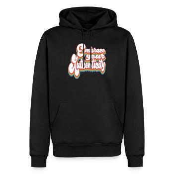 Embrassez votre authenticité - Mois de la fierté LGBTQ - Sweat à capuche Premium bio Homme - noir - Devant - Nico (187cm)