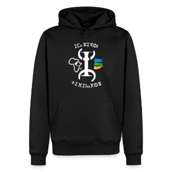 kabyle T-shirt graffiti Le Printemps berbère - Sweat à capuche Premium bio Homme - noir - Devant - Nico (187cm)