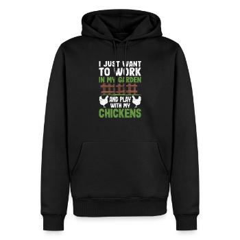 Ich möchte nur in meinem Garten arbeiten und mit - Männer Premium Bio Hoodie - Schwarz - Vorne - Nico (187cm)